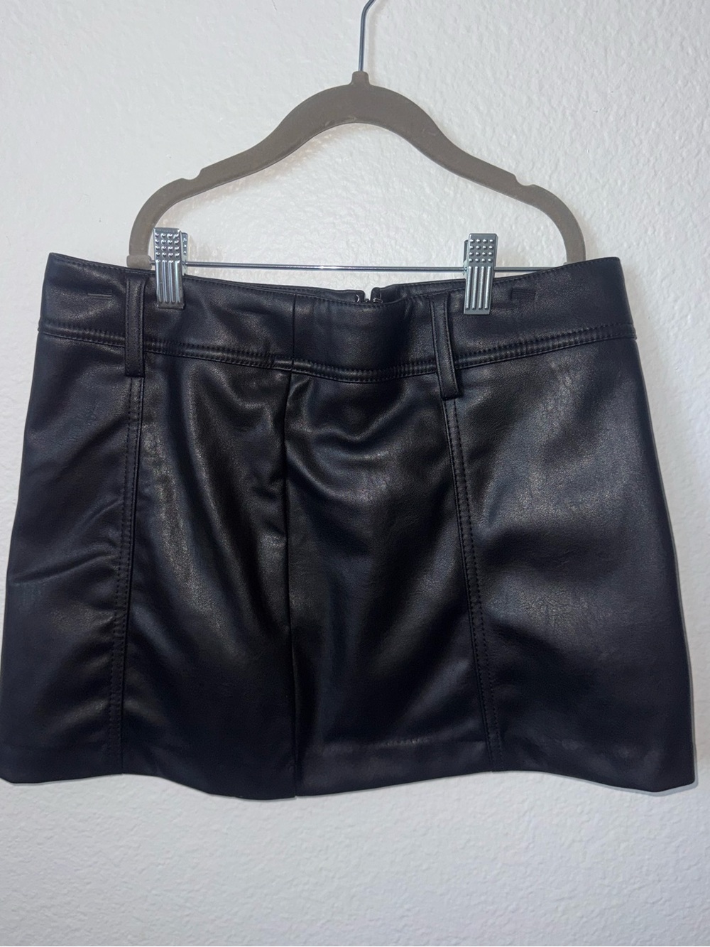 H&M Black Faux Leather Mini Skirt